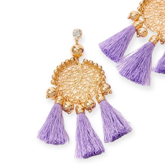 LILLY PULITZER Sea Dreamer Earrings Lillys Lilac Gold Dreamcatcher Pierced Studs - Picture 3 of 8